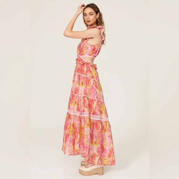 LoveShackFancy Madsen floral cutout maxi dress - Picture 2 of 12